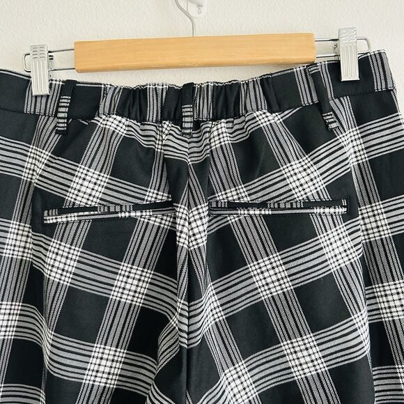 Hot Topic Black + White Plaid Pants Elastic Size L Corporate Goth Punk Skate - Picture 5 of 12